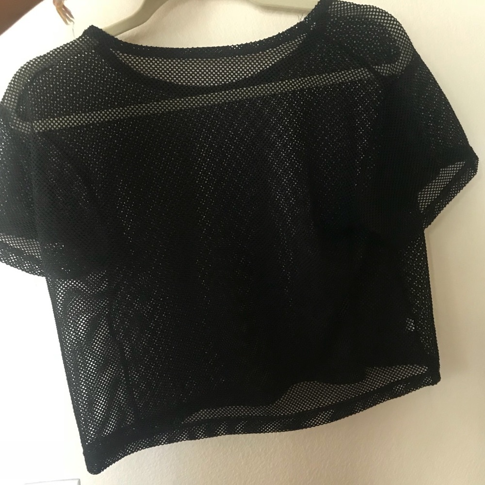 Black Mesh Crop Top